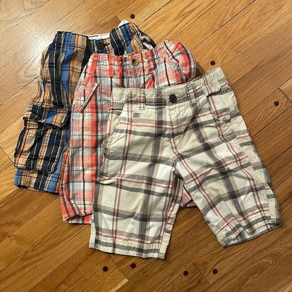 Boys Youth 10 Cargo Shorts Lot Adjustable Waist Plaid Cotton, 3 Pairs - Picture 1 of 5